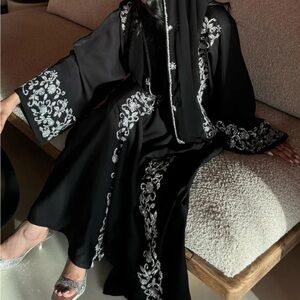 Elegant Black and Silver Embellished Women's abaya